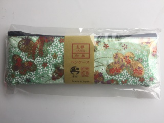 「筆姫」＆美濃和紙コラボ・ペンケース（友禅柄　緑）