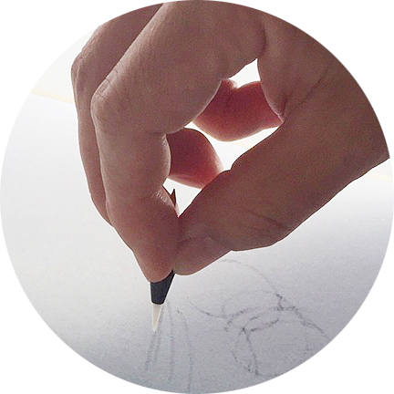 手づくり穂先のチェック中