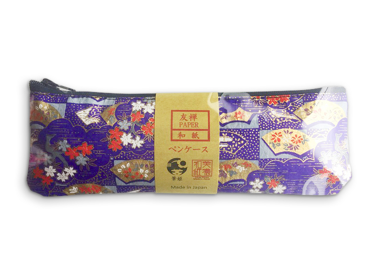筆姫＆美濃和紙コラボ・ペンケース 友禅柄 青