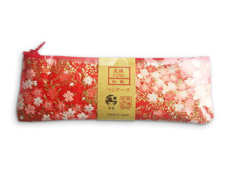 筆姫＆美濃和紙コラボ・ペンケース 友禅柄 赤